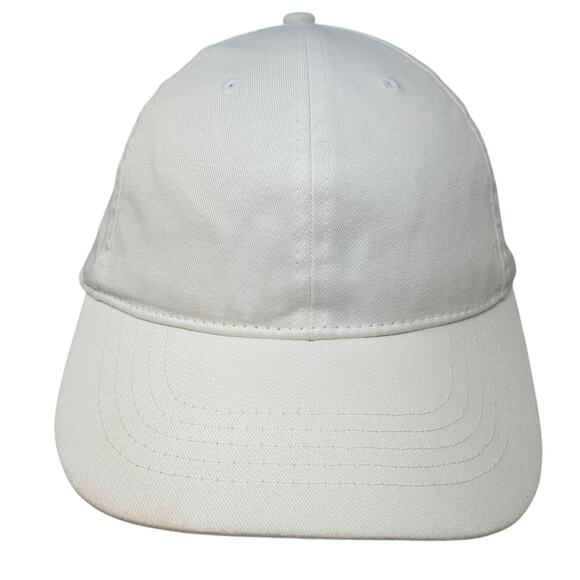 Unbranded Strapback Baseball Cap White One Size Adjustable Vented Holes 6 Panel - Picture 1 of 9